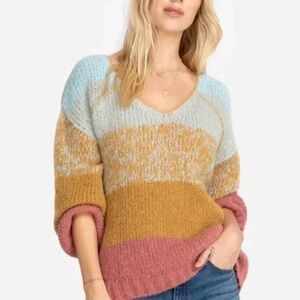 JOHNNY WAS Women's LARGE VNeck SWEATER Pullover DESERT‎ SUNSET- Size Large
